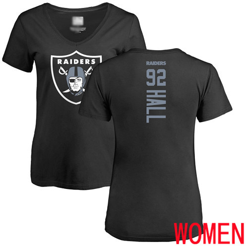 Oakland Raiders Black Women P J  Hall Backer NFL Football #92 T Shirt
